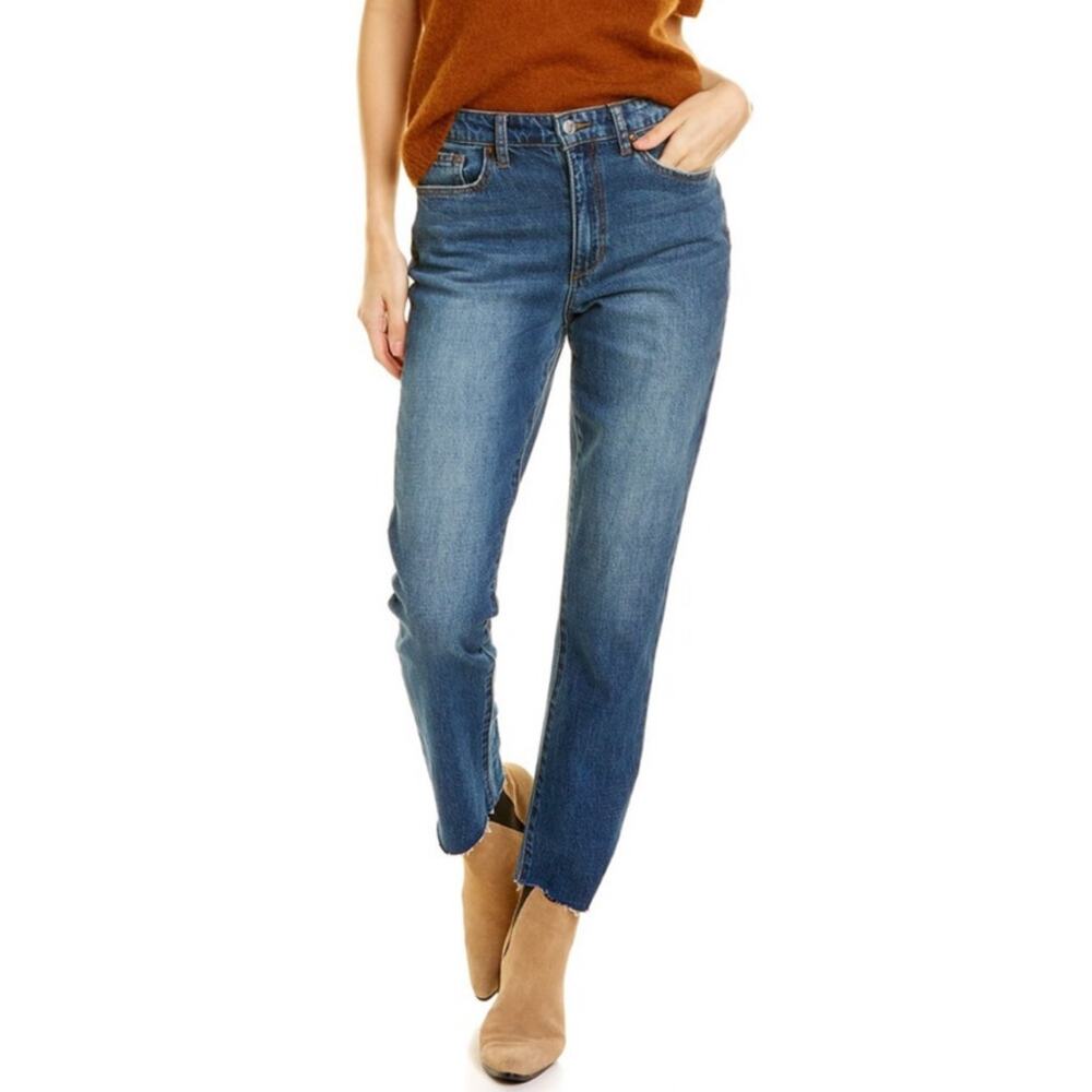 Joe's High Rise Straight Ankle Paula Jeans with Frayed Raw Edge 32